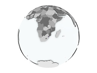 Image showing Swaziland on globe isolated