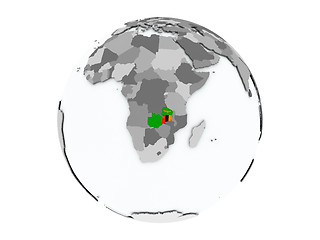 Image showing Zambia on globe isolated