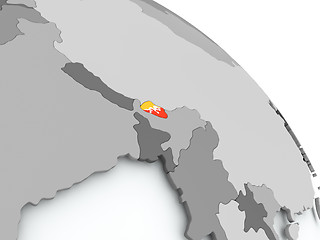 Image showing Map of Bhutan with flag on globe