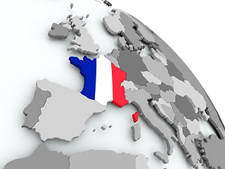 Image showing Map of France with flag on globe