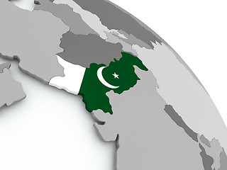 Image showing Map of Pakistan with flag on globe