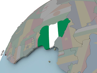 Image showing Map of Nigeria with flag