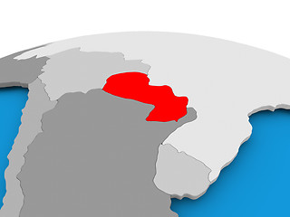 Image showing Paraguay on political globe