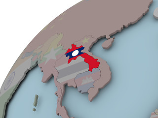 Image showing Map of Laos with flag