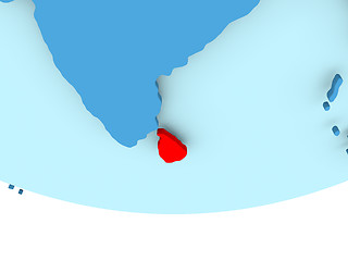 Image showing Sri Lanka in red on blue map