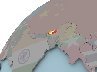 Image showing Map of Bhutan with flag