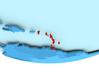 Image showing Caribbean in red on blue map