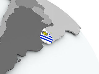 Image showing Map of Uruguay with flag on globe