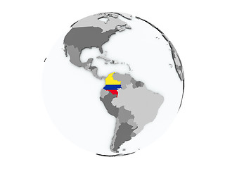 Image showing Colombia on globe isolated