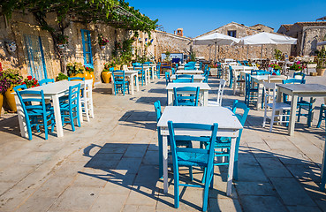 Image showing Tables in a traditional Italian Restaurant in Sicily