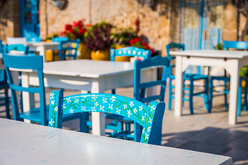 Image showing Tables in a traditional Italian Restaurant in Sicily