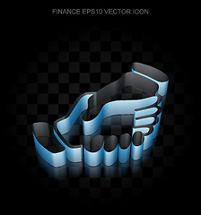 Image showing Finance icon: Blue 3d Handshake made of paper, transparent shadow, EPS 10 vector.