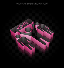 Image showing Political icon: Crimson 3d Election Campaign made of paper, transparent shadow, EPS 10 vector.