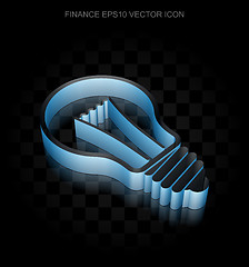 Image showing Finance icon: Blue 3d Light Bulb made of paper, transparent shadow, EPS 10 vector.