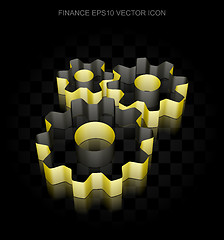 Image showing Finance icon: Yellow 3d Gears made of paper, transparent shadow, EPS 10 vector.