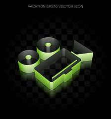 Image showing Vacation icon: Green 3d Camera made of paper, transparent shadow, EPS 10 vector.