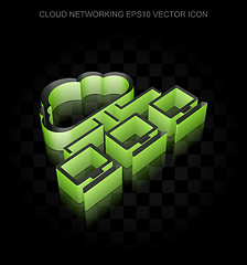 Image showing Cloud technology icon: Green 3d Cloud Network made of paper, transparent shadow, EPS 10 vector.