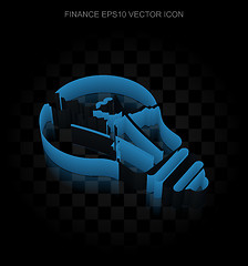 Image showing Finance icon: Blue 3d Light Bulb made of paper, transparent shadow, EPS 10 vector.