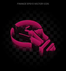 Image showing Finance icon: Crimson 3d Light Bulb made of paper, transparent shadow, EPS 10 vector.