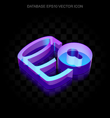 Image showing Database icon: 3d neon glowing Database With Lock made of glass, EPS 10 vector.