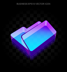 Image showing Business icon: 3d neon glowing Folder made of glass, EPS 10 vector.