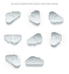 Image showing Cloud networking icons set: different views of metallic Cloud With Key, transparent shadow, EPS 10 vector.