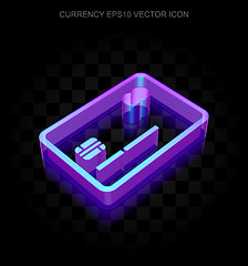 Image showing Currency icon: 3d neon glowing Credit Card made of glass, EPS 10 vector.