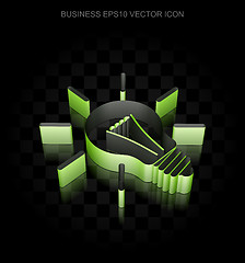 Image showing Finance icon: Green 3d Light Bulb made of paper, transparent shadow, EPS 10 vector.