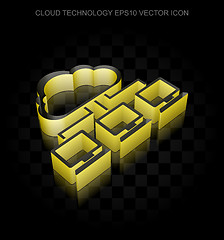 Image showing Cloud networking icon: Yellow 3d Cloud Network made of paper, transparent shadow, EPS 10 vector.
