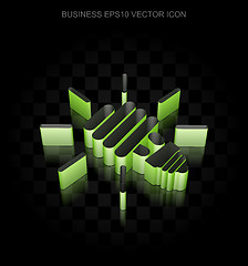Image showing Business icon: Green 3d Energy Saving Lamp made of paper, transparent shadow, EPS 10 vector.