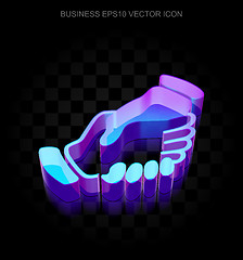Image showing Business icon: 3d neon glowing Handshake made of glass, EPS 10 vector.