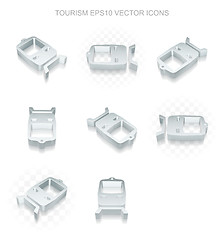 Image showing Travel icons set: different views of metallic Train, transparent shadow, EPS 10 vector.