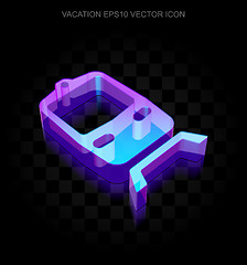 Image showing Tourism icon: 3d neon glowing Train made of glass, EPS 10 vector.