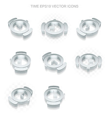 Image showing Timeline icons set: different views of metallic Hand Watch, transparent shadow, EPS 10 vector.