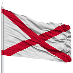 Image showing Isolated Alabama Flag on Flagpole, USA state