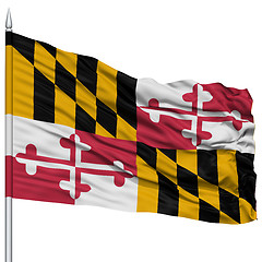 Image showing Isolated Maryland Flag on Flagpole, USA state