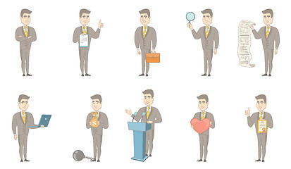 Image showing Caucasian businessman vector illustrations set.