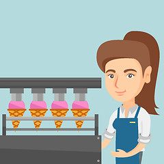 Image showing Caucasian worker of factory producing ice-cream.