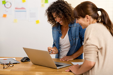 Image showing Two businesswoman working together