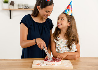 Image showing Cutting the birthday cake