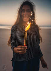 Image showing Girl with Fireworks