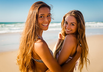 Image showing Best Friends on the beach