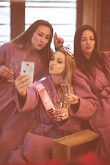 Image showing girls doing Selfy on  bachelorette party