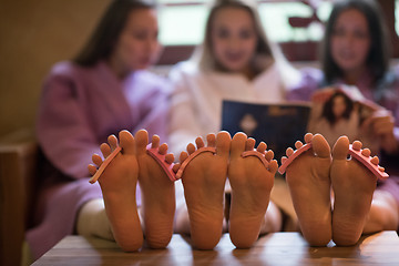 Image showing group of famale friends in spa