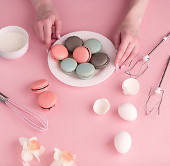 Image showing cookies cream on pink background