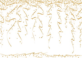 Image showing gold curly ribbons and bright confetti