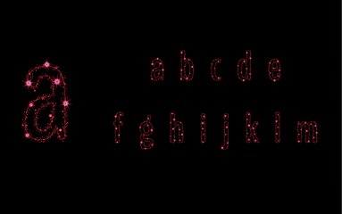 Image showing alphabet letters from glittering red stars