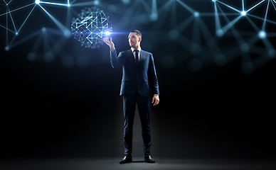 Image showing businessman with virtual low poly projection