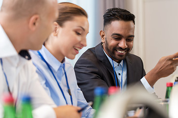 Image showing happy business team at international conference