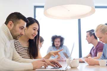 Image showing Startup Business Team At A Meeting at modern office building